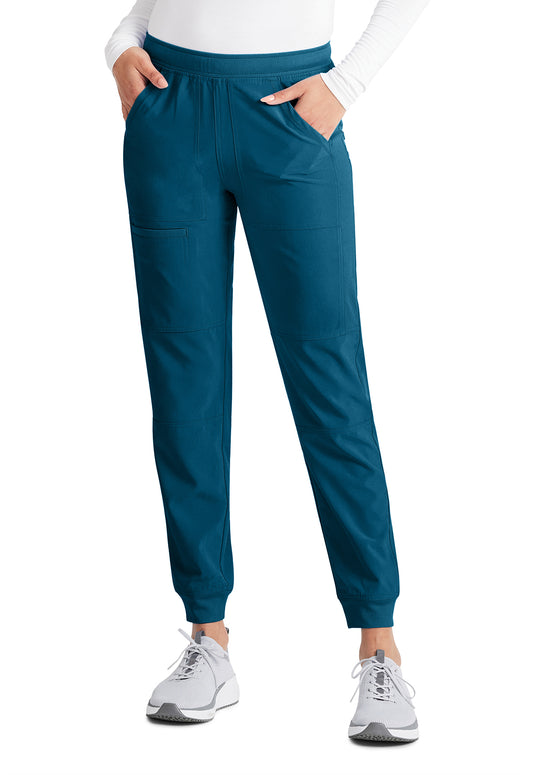 Inspira Flex IP045A Mid Rise Jogger Caribbean Blue Model Image Front | Inspira