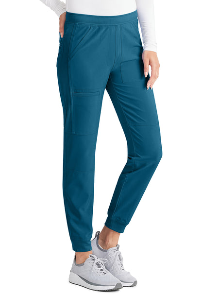 Inspira Flex IP045A Mid Rise Jogger Caribbean Blue Model Image Left Side | Inspira