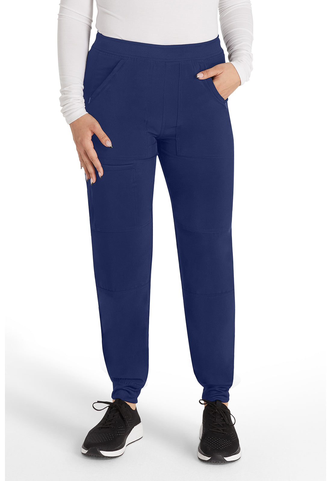 Inspira Flex IP045A Mid Rise Jogger Navy Model Image Front | Inspira