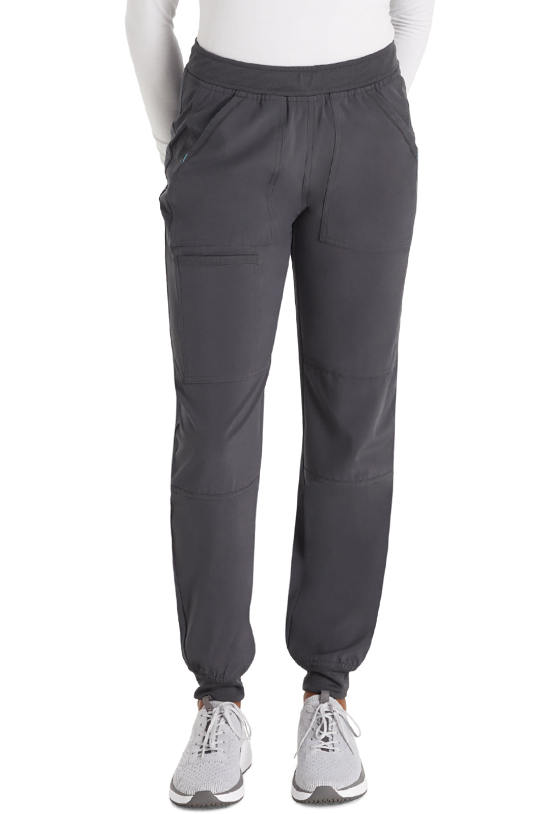 Inspira Flex IP045A Mid Rise Jogger Pewter Model Image Front | Inspira