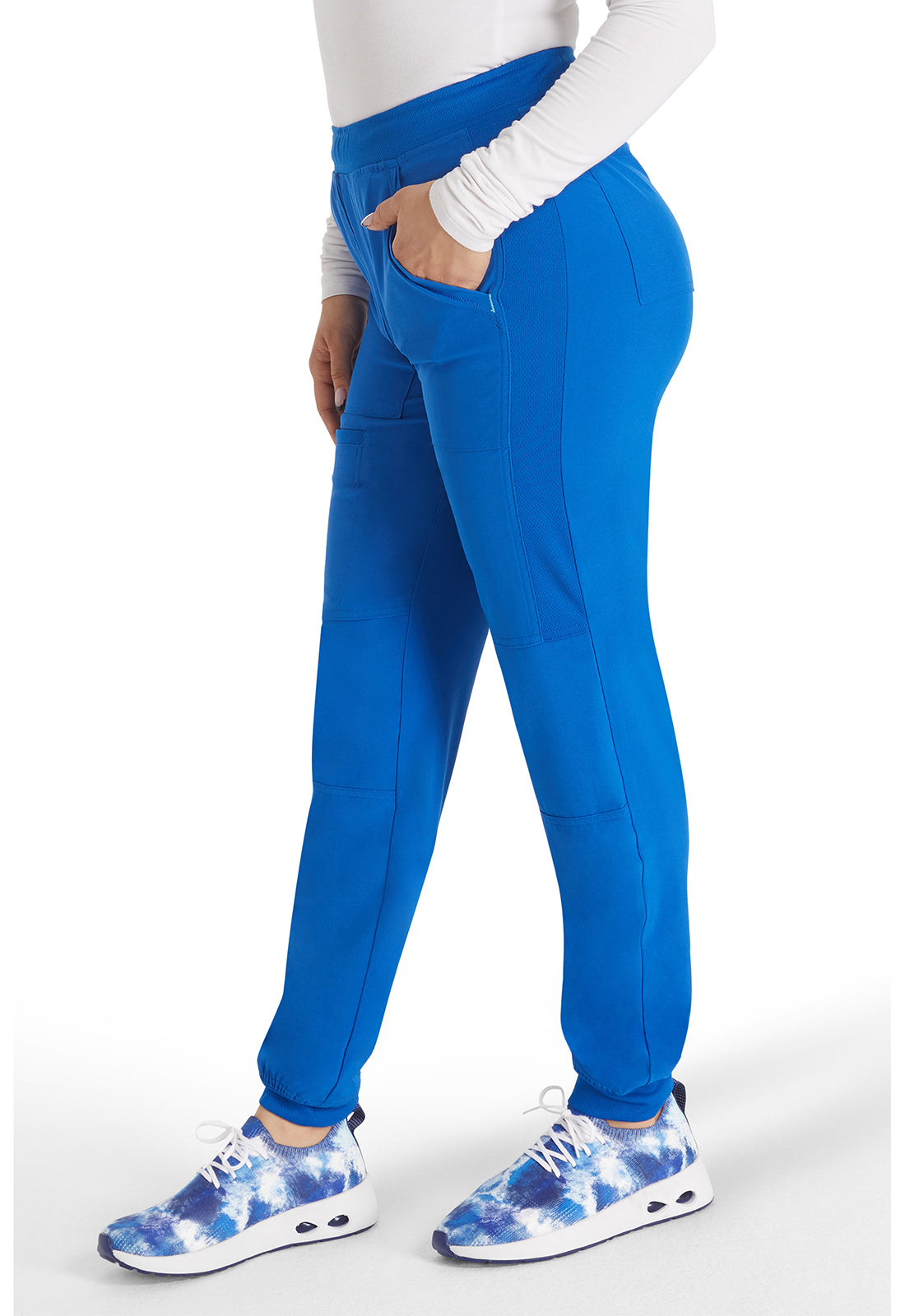 Inspira Flex IP045A Mid Rise Jogger Royal Model Image Right Side | Inspira