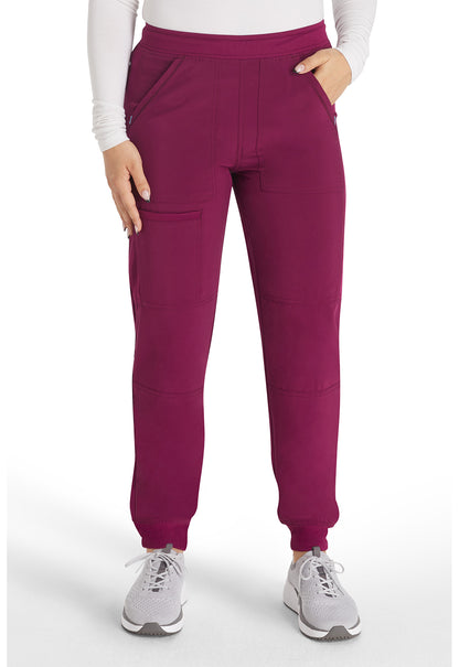 Inspira Flex IP045A Mid Rise Jogger Wine Model Image Front | Inspira