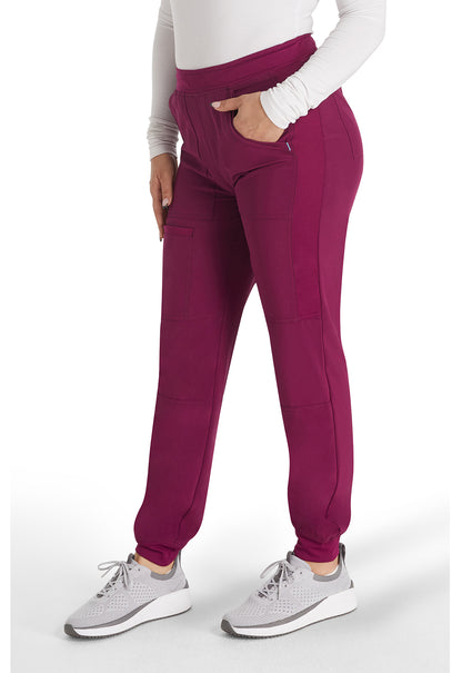 Inspira Flex IP045A Mid Rise Jogger Wine Model Image Right Side | Inspira