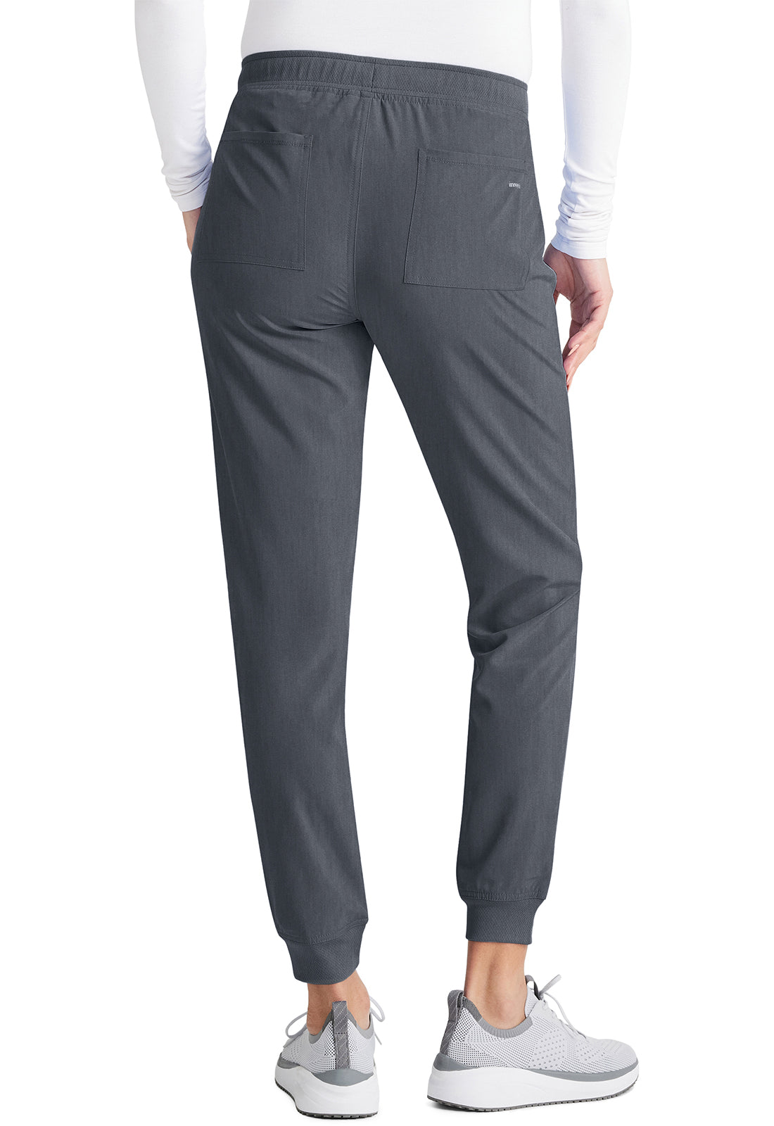 Inspira Flex IP045A Mid Rise Jogger Heather Pewter Model Image Back | Inspira