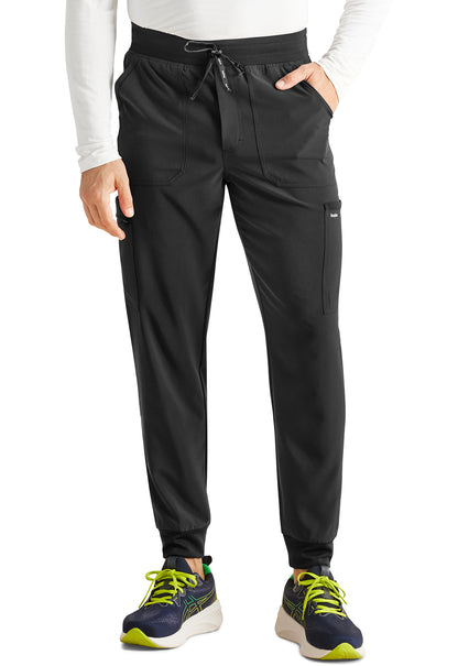 Inspira Flex IP066A Men's Mid Rise Jogger Black Model Image Front | Inspira