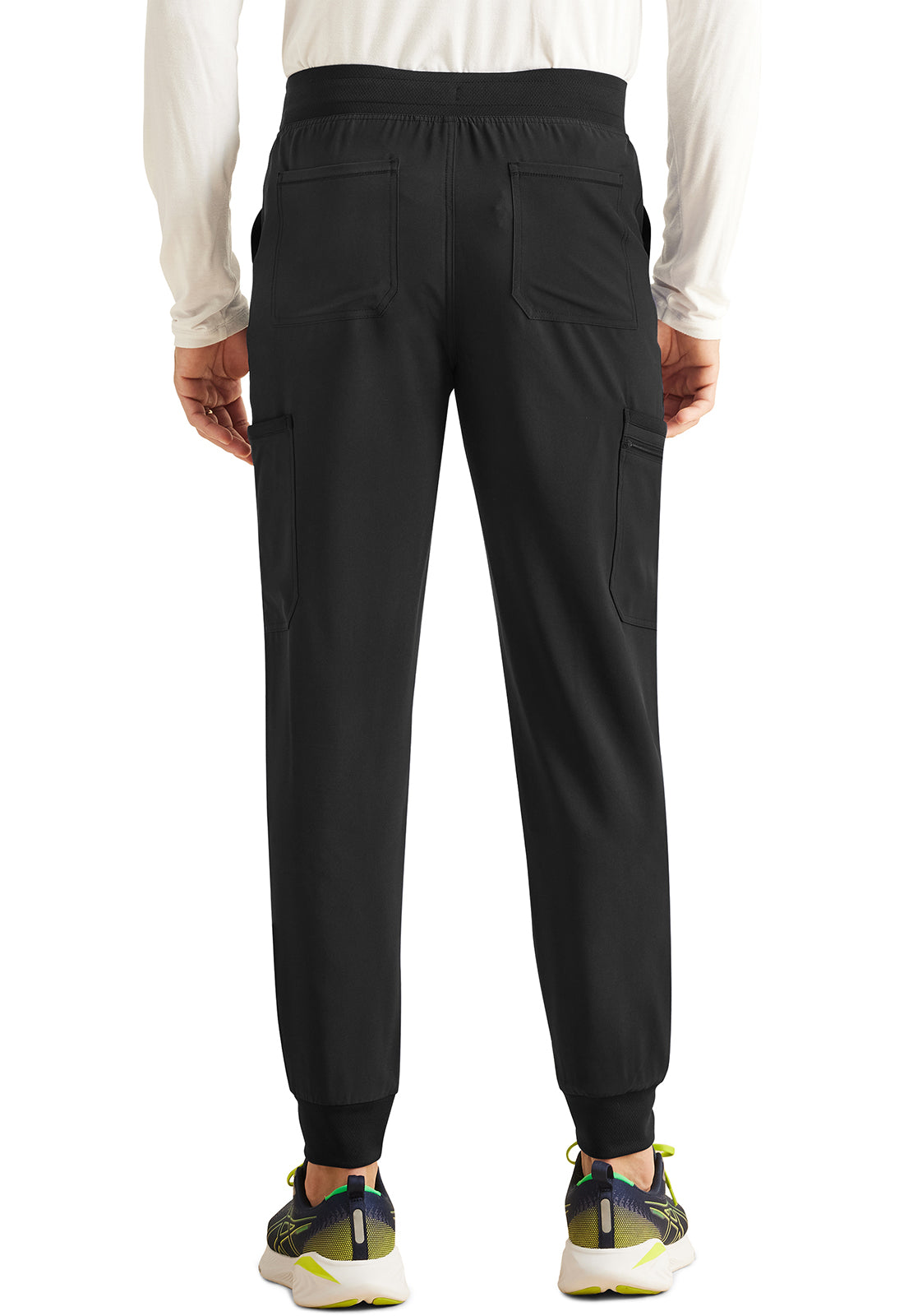 Inspira Flex IP066A Men's Mid Rise Jogger Black Model Image Back | Inspira