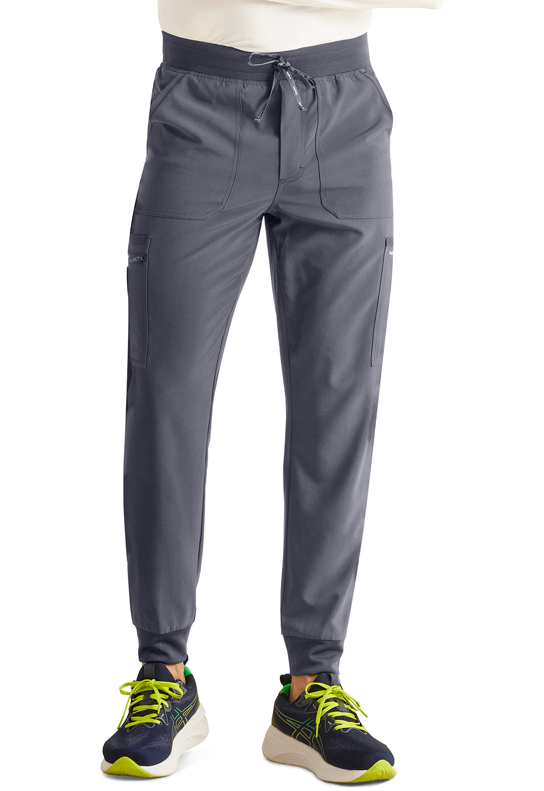 Inspira Flex IP066A Men's Mid Rise Jogger Pewter Model Image Front | Inspira