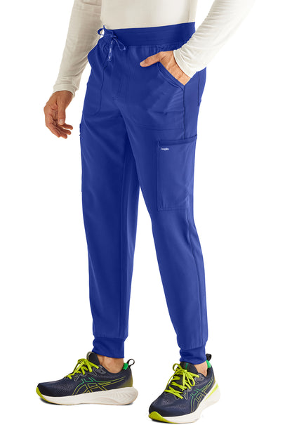 Inspira Flex IP066A Men's Mid Rise Jogger Royal Model Image Right Side | Inspira