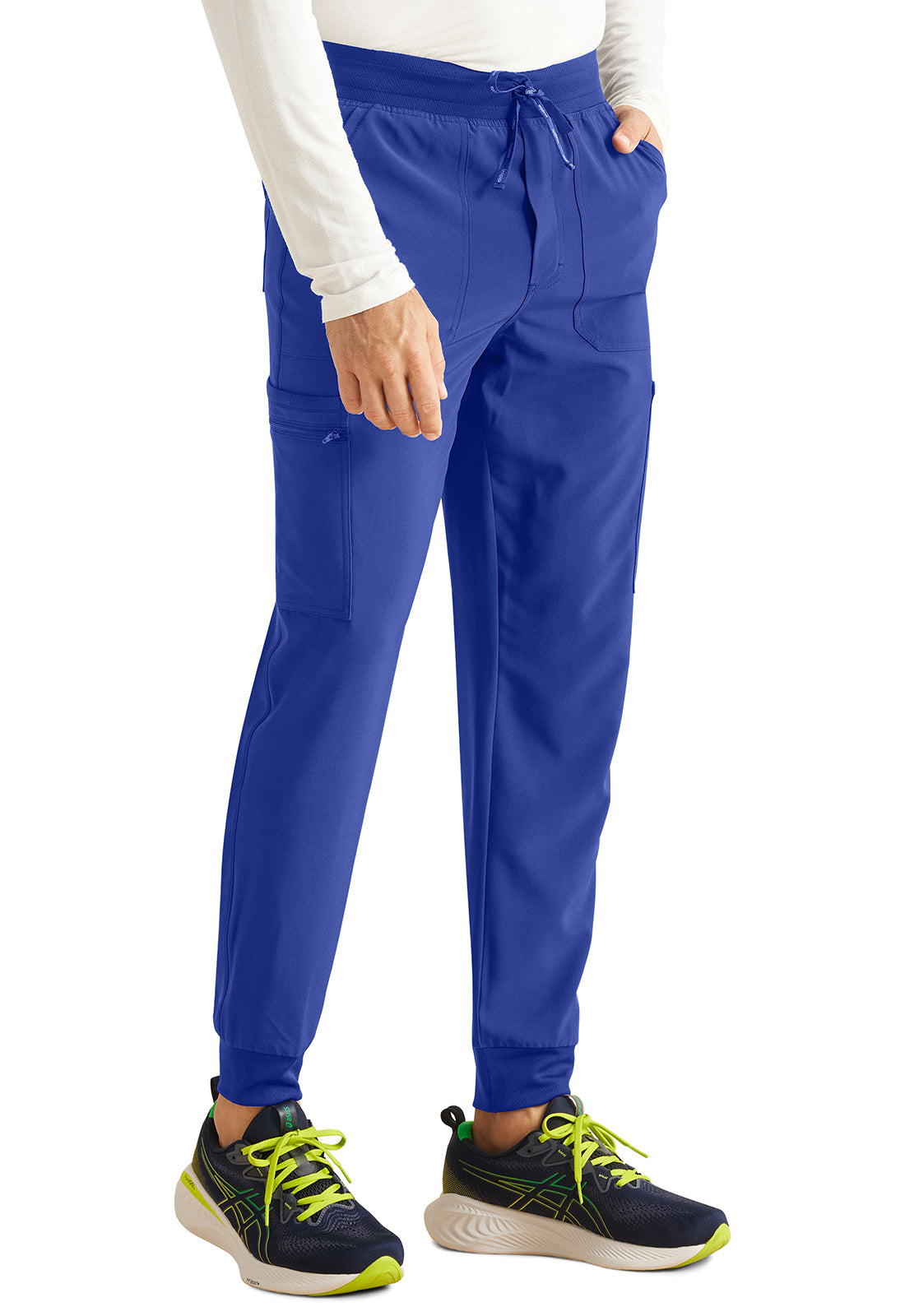 Inspira Flex IP066A Men's Mid Rise Jogger Royal Model Image Left Side | Inspira