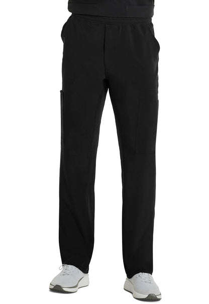 Inspira Flex IP067A Men's Zip Fly Tapered Leg Cargo Pants Black Model Image Front | Inspira