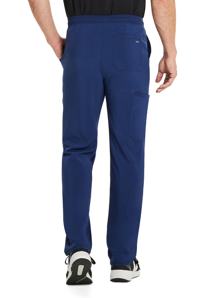 Inspira Flex IP067A Men's Zip Fly Tapered Leg Cargo Pants Navy Model Image Back | Inspira