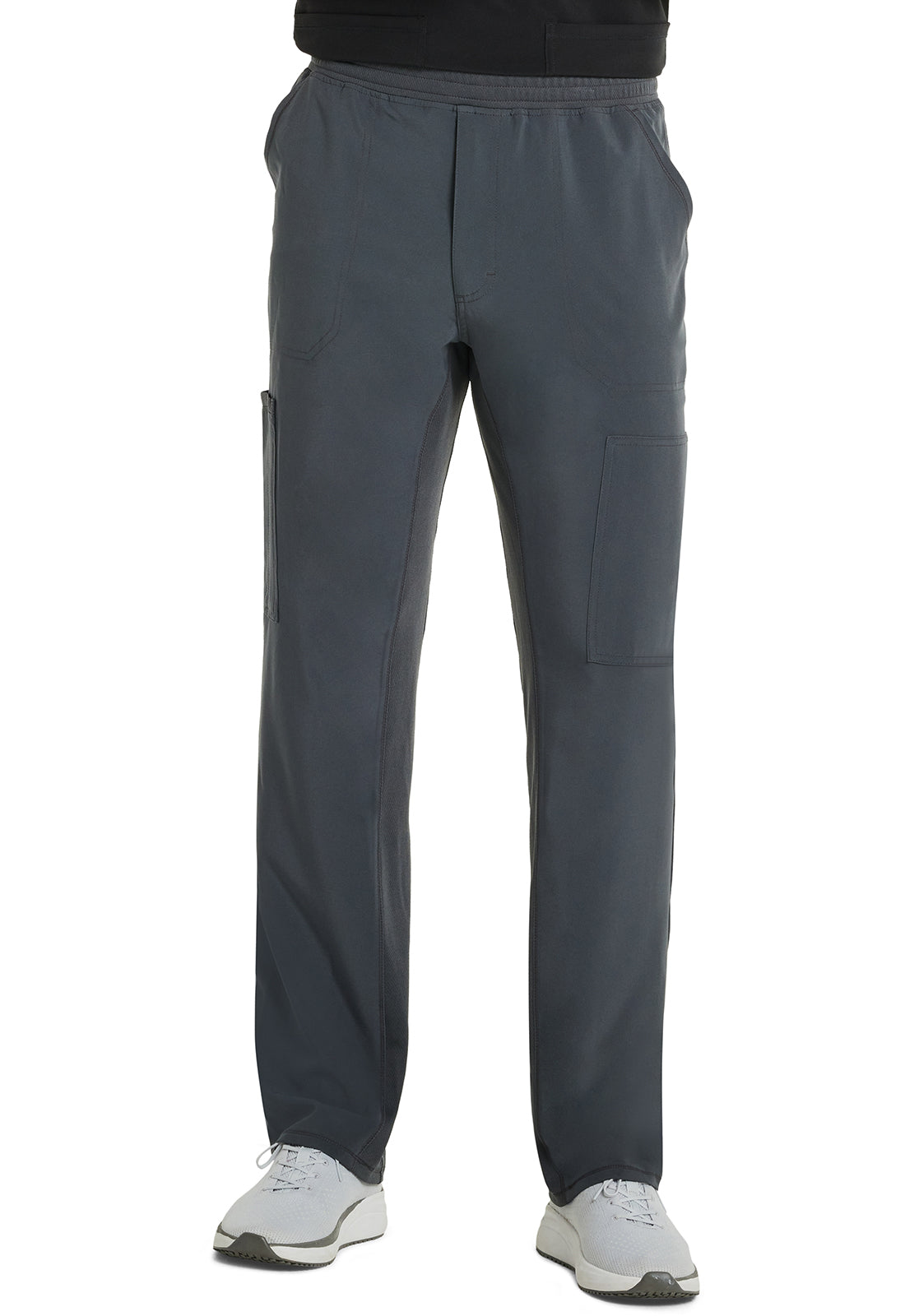 Inspira Flex IP067A Men's Zip Fly Tapered Leg Cargo Pants Pewter Model Image Front | Inspira