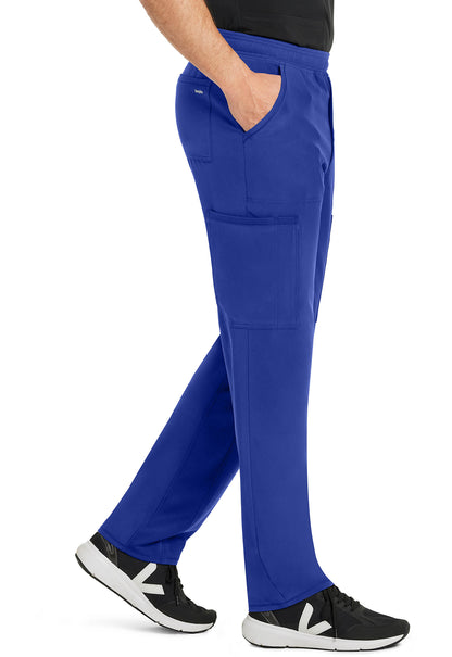 Inspira Flex IP067A Men's Zip Fly Tapered Leg Cargo Pants Royal Model Image Left Side | Inspira