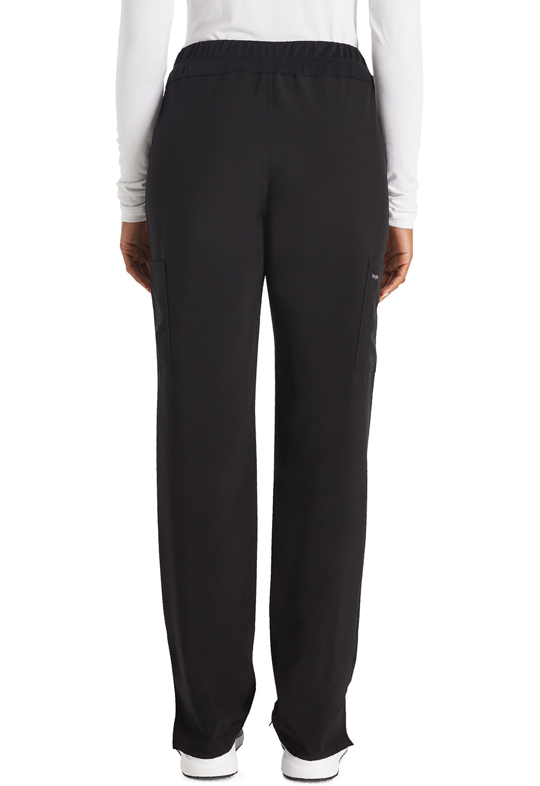 Inspira Flex IP072A Straight Leg Pants Black Model Image Back | Inspira