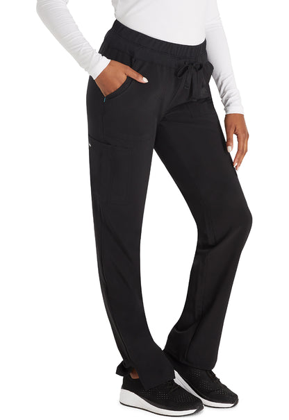 Inspira Flex IP072A Straight Leg Pants Black Model Image Left Side | Inspira