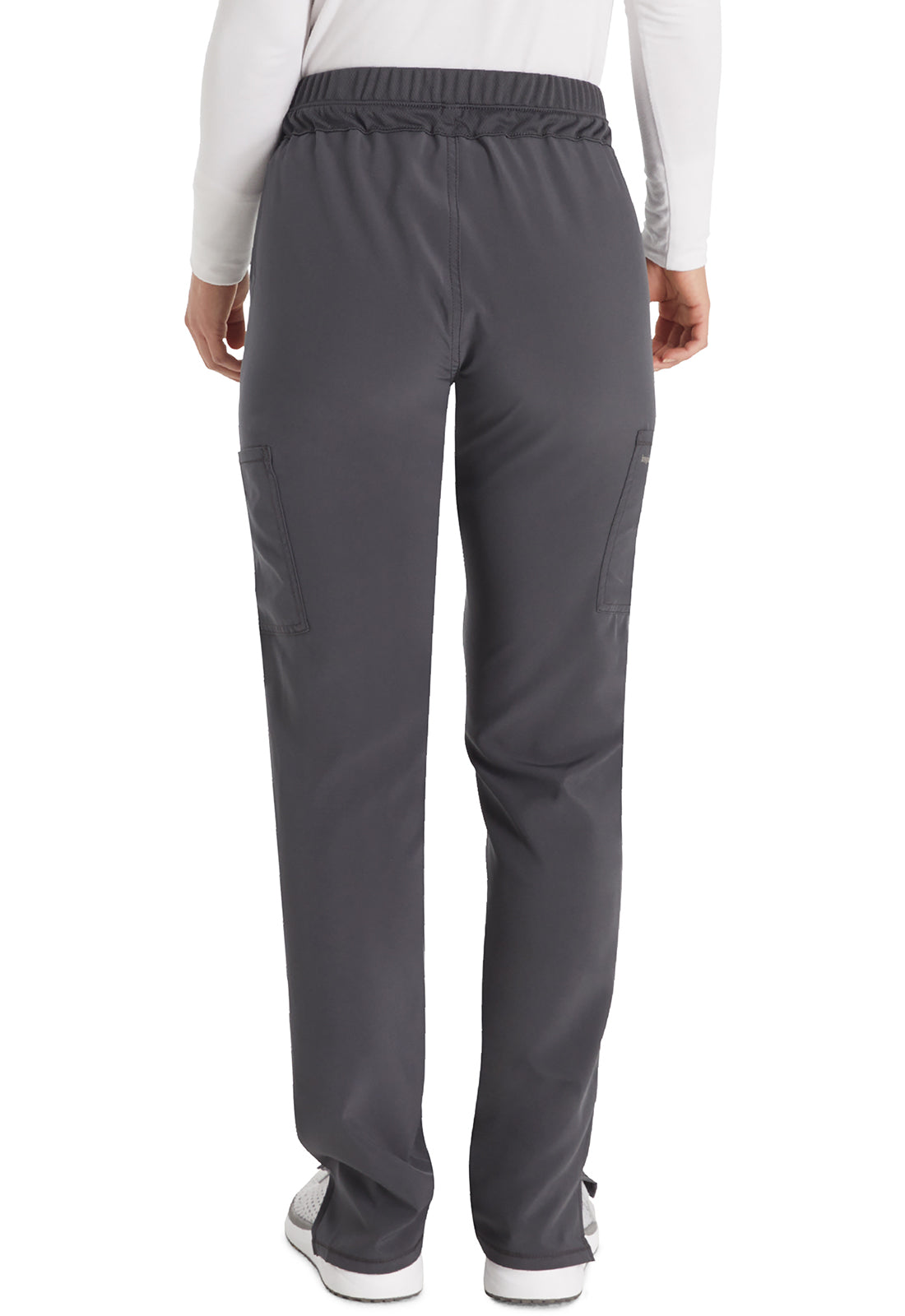 Inspira Flex IP072A Straight Leg Pants Pewter Model Image Back | Inspira