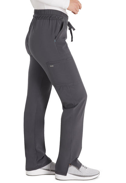 Inspira Flex IP072A Straight Leg Pants Pewter Model Image Left Side | Inspira