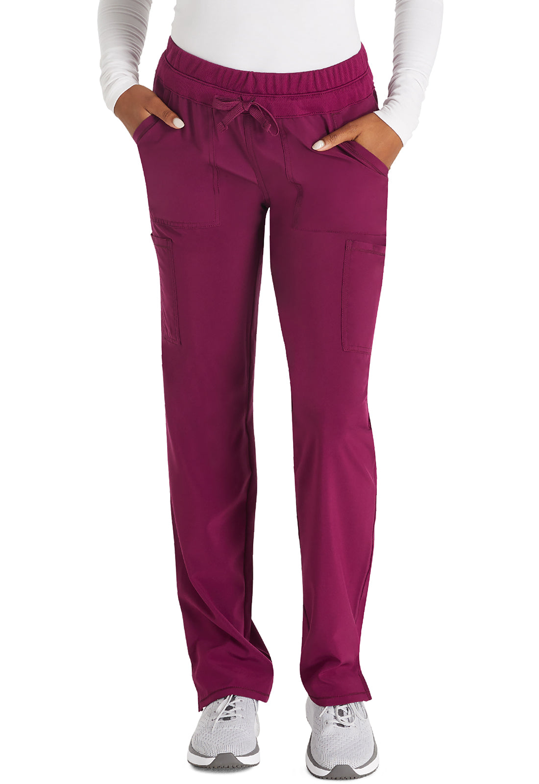 Inspira Flex IP072A Straight Leg Pants Wine Model Image Front | Inspira