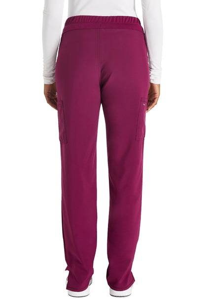 Inspira Flex IP072A Straight Leg Pants Wine Model Image Back | Inspira