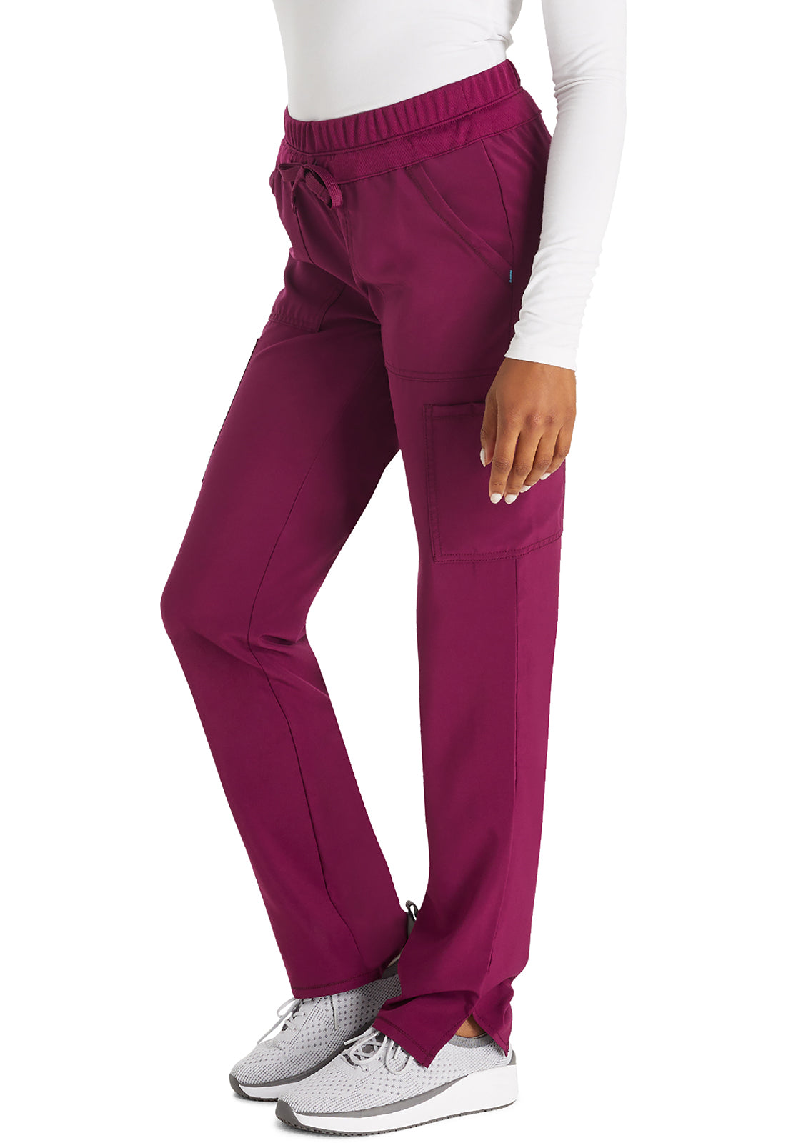 Inspira Flex IP072A Straight Leg Pants Wine Model Image Right Side | Inspira