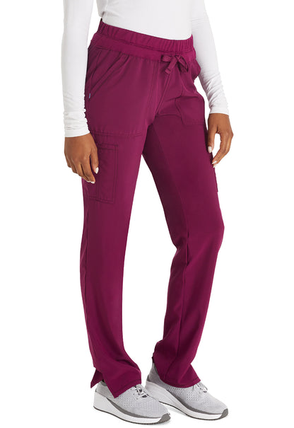 Inspira Flex IP072A Straight Leg Pants Wine Model Image Left Side | Inspira