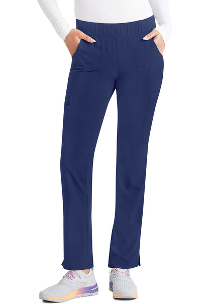 Inspira Flex IP121A Mid Rise Pull-On Straight Leg Cargo Pants Navy Model Image Front | Inspira