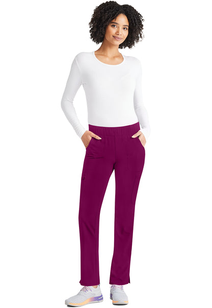 Inspira Flex IP121A Mid Rise Pull-On Straight Leg Cargo Pants Wine