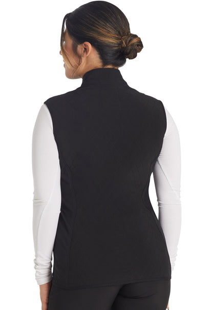 Inspira Flex IP306A Zip Front Quilted Vest Black Model Image Back | Inspira