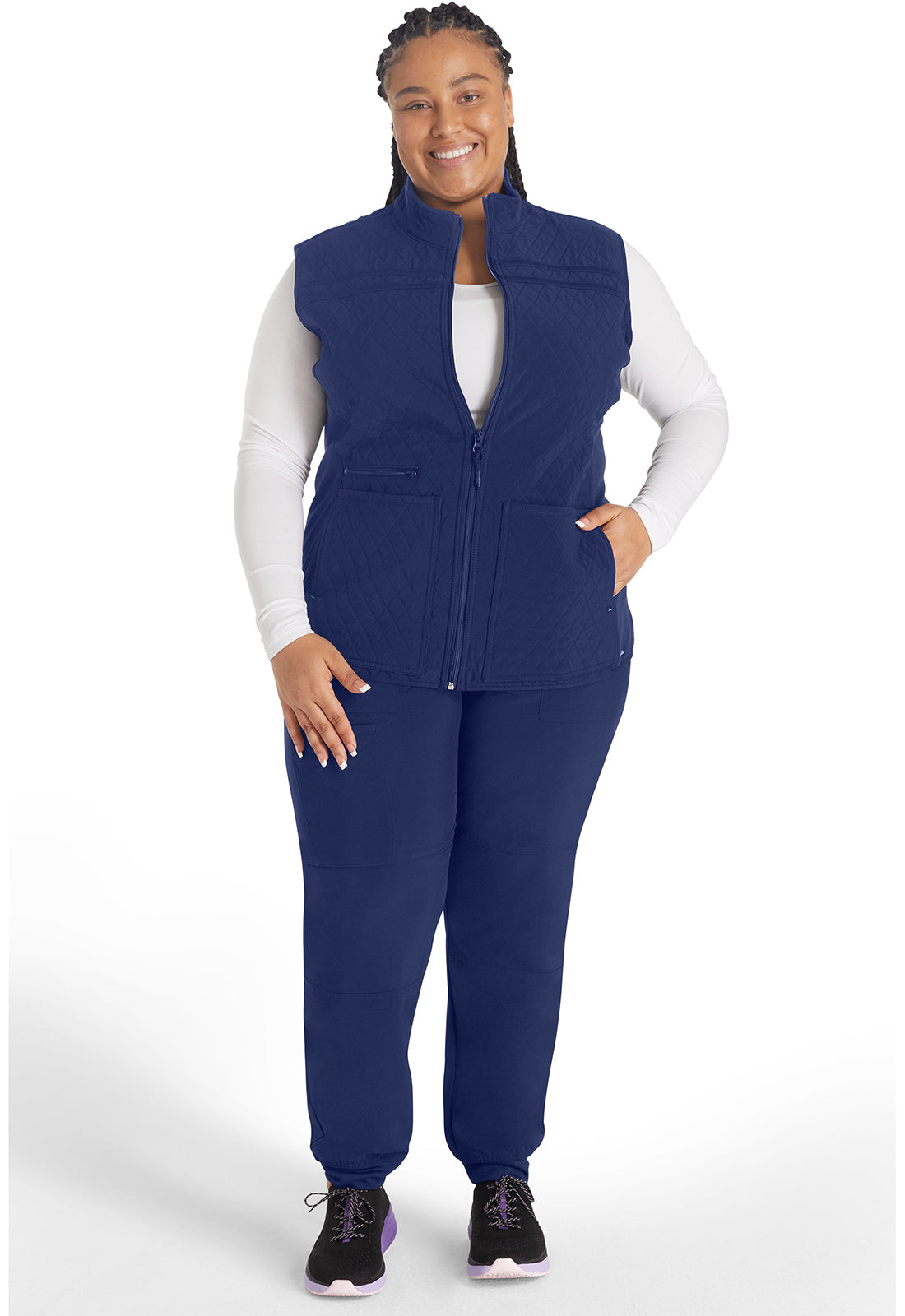 Inspira Flex IP306A Zip Front Quilted Vest Navy