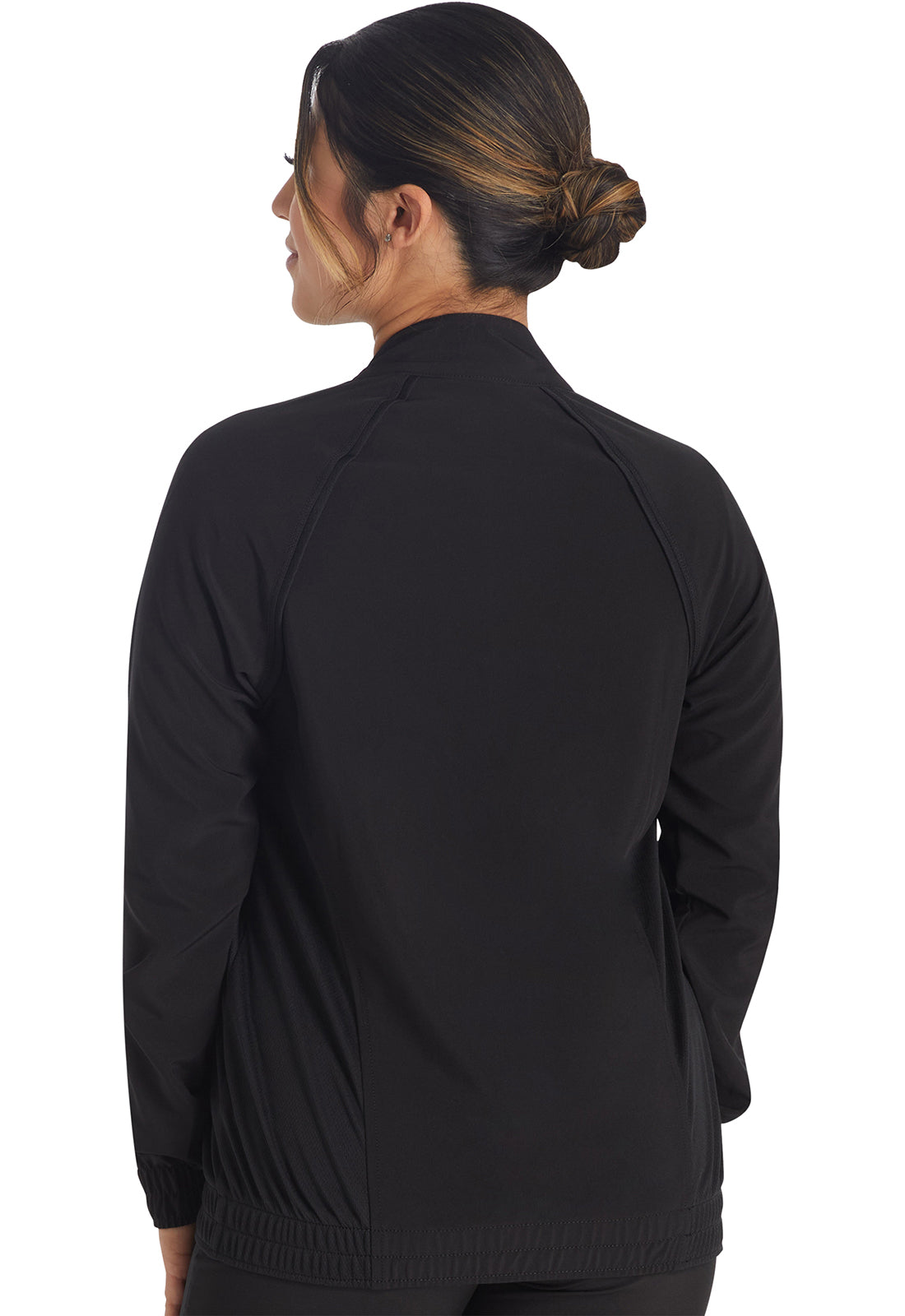 Inspira Flex IP307A Zip Front Jacket Black Model Image Back | Inspira