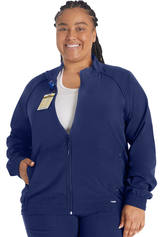 Inspira Flex IP307A Zip Front Jacket Navy Model Image Front | Inspira