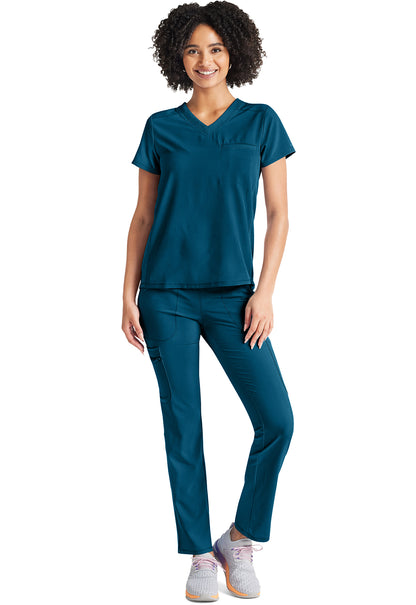 Inspira Flex IP600A V-Neck Tuckable Top Caribbean Blue