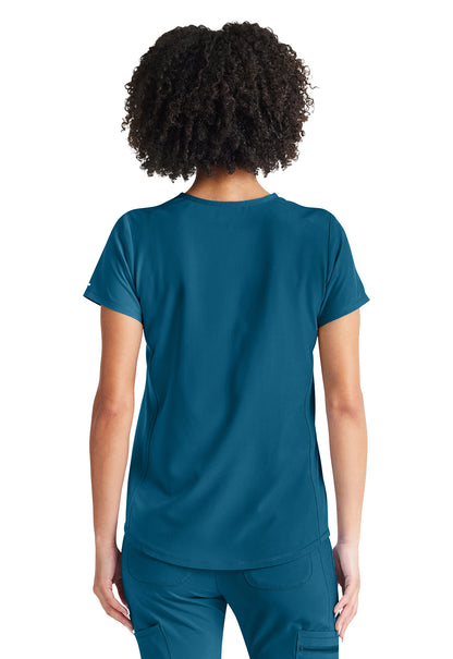 Inspira Flex IP600A V-Neck Tuckable Top Caribbean Blue Model Image Back | Inspira