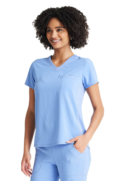 Inspira Flex IP600A V-Neck Tuckable Top Ciel Model Image Right Side | Inspira