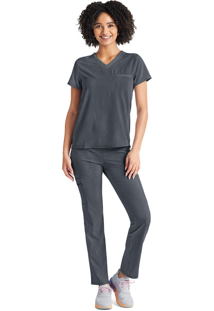 Inspira Flex IP600A V-Neck Tuckable Top Heather Pewter