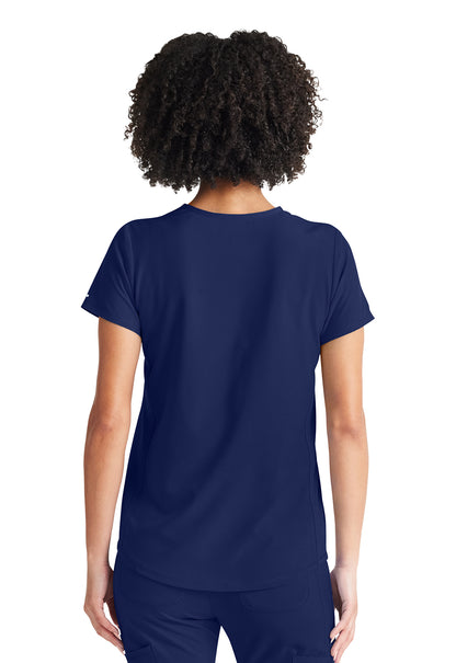 Inspira Flex IP600A V-Neck Tuckable Top Navy Model Image Back | Inspira