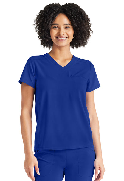 Inspira Flex IP600A V-Neck Tuckable Top Royal Model Image Front | Inspira