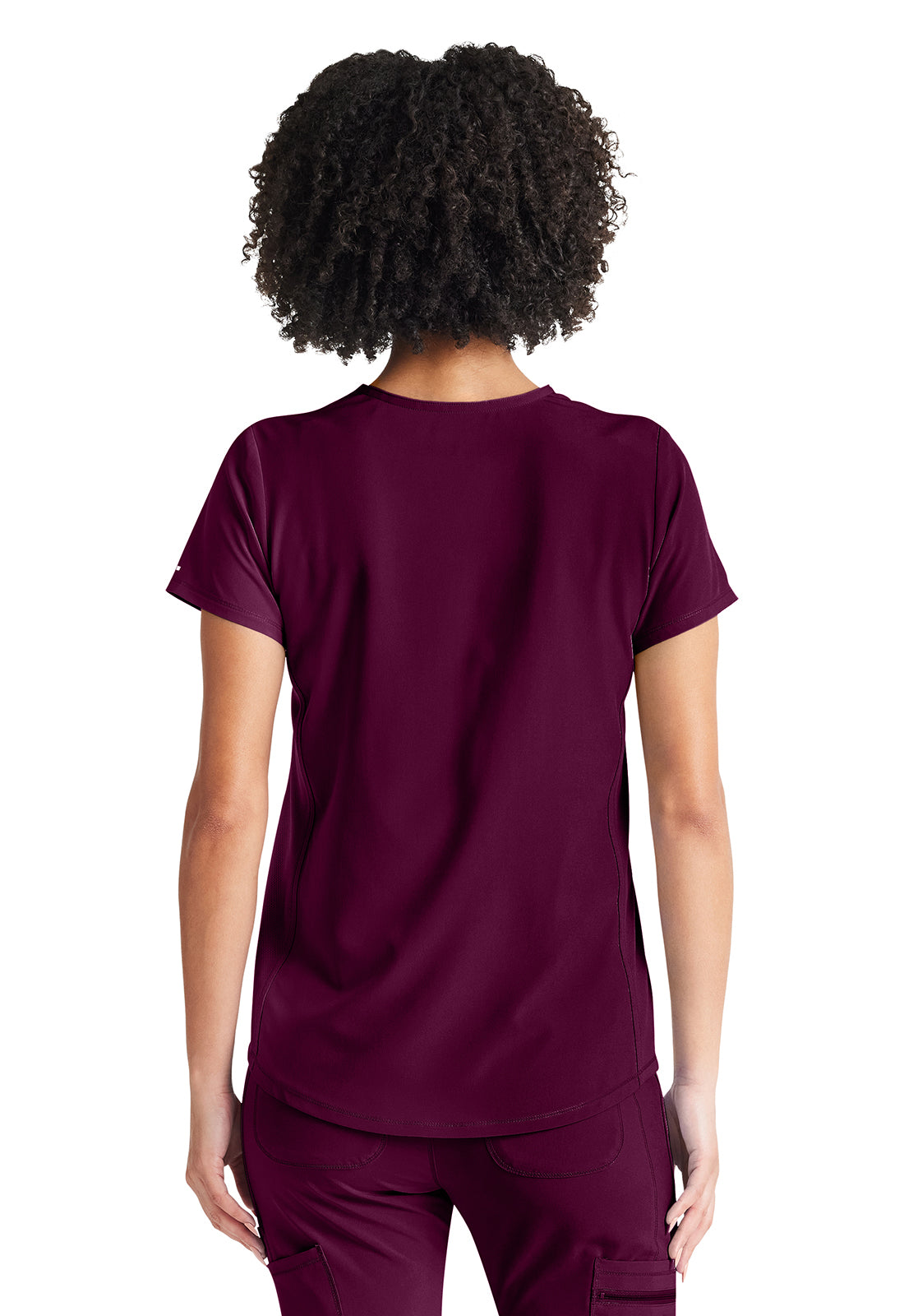 Inspira Flex IP600A V-Neck Tuckable Top Wine Model Image Back | Inspira