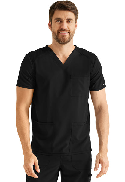 Inspira Flex IP603A Men's V-Neck Top Black Model Image Front | Inspira