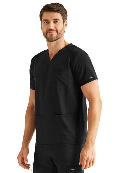 Inspira Flex IP603A Men's V-Neck Top Black Model Image Right Side | Inspira