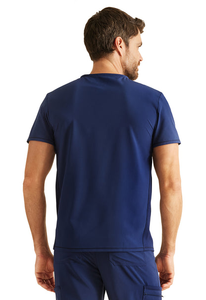 Inspira Flex IP603A Men's V-Neck Top Navy Model Image Back | Inspira