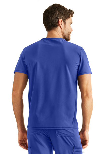 Inspira Flex IP603A Men's V-Neck Top Royal Model Image Back | Inspira