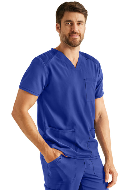 Inspira Flex IP603A Men's V-Neck Top Royal Model Image Left Side | Inspira