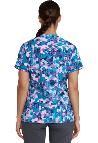 Inspira Flex IP723 Round Neck Print Top Abstract Angles Model Image Back | Inspira