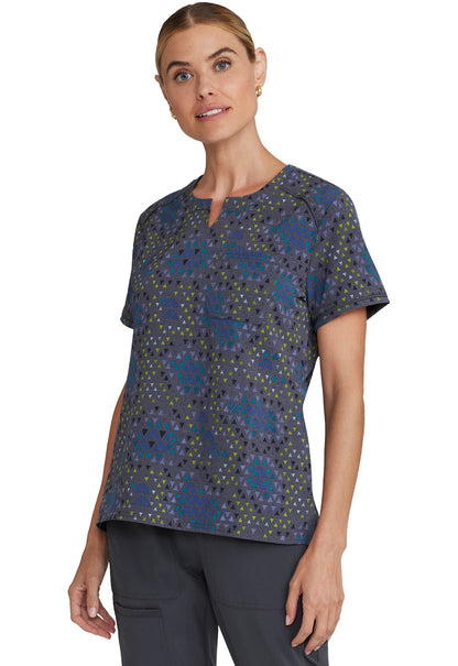 Inspira Flex IP723 Round Neck Print Top Let's Tri It Model Image Right Side | Inspira