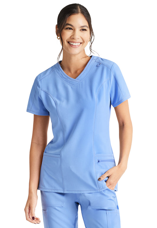 Inspira Flex IP727A V-Neck Top Ciel Model Image Front | Inspira