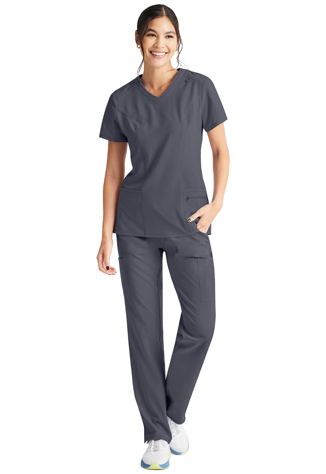 Inspira Flex IP727A V-Neck Top Pewter