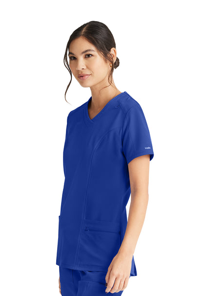 Inspira Flex IP727A V-Neck Top Royal Model Image Right Side | Inspira