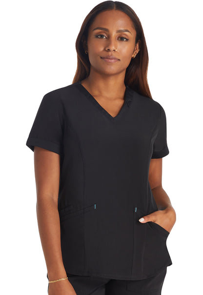 Inspira Flex IP790A V-Neck Top Black Model Image Front | Inspira