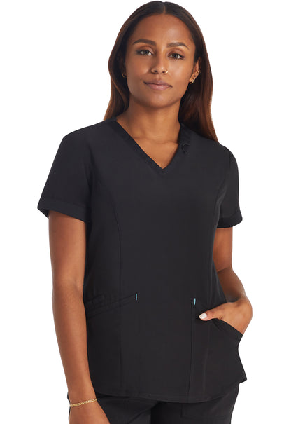 Inspira Flex IP790A V-Neck Top Black Model Image Left Side | Inspira